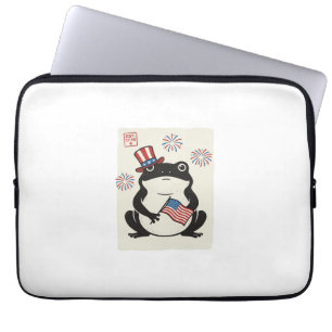 Funda Para Portátil Rana Patriótica Grabado Vintage Arte Vectorial_1