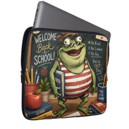 Funda Para Portátil Rana PNG de vuelta a la escuela, decoración de aul