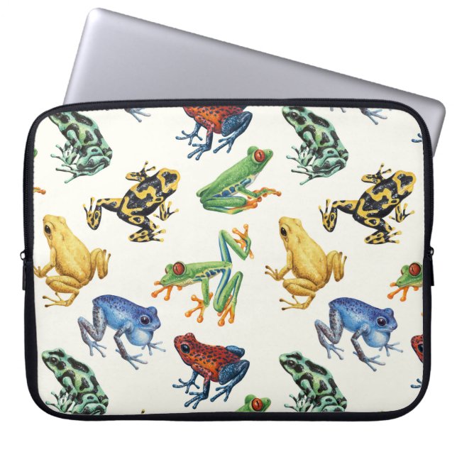 Funda Para Portátil Ranas sobre blanco natural (Frente)