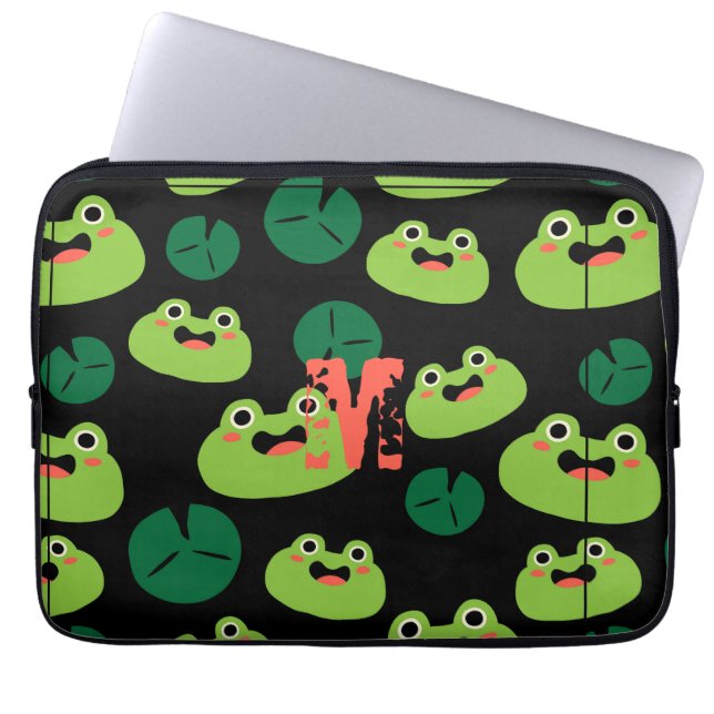 Funda Para Portátil Ranas verdes cúpulas (Frente)