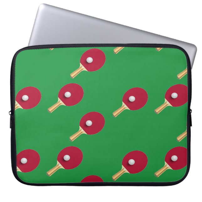 Funda Para Portátil Raqueta de tenis de mesa y bola en verde (Frente)