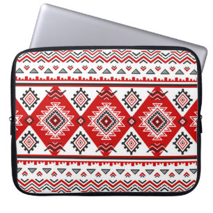 Funda Para Portátil Raro blanco negro étnico, motivos ucranianos.