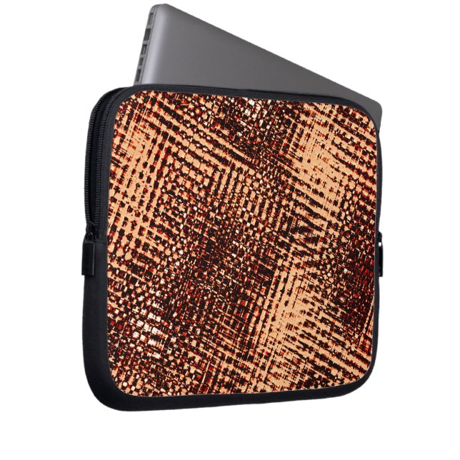 Funda Para Portátil Rasgos cruzados gruesos en naranja con sombra (Anverso derecho)