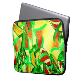 Funda Para Portátil Rasgos verdes sobre la imagen roja con llovizna