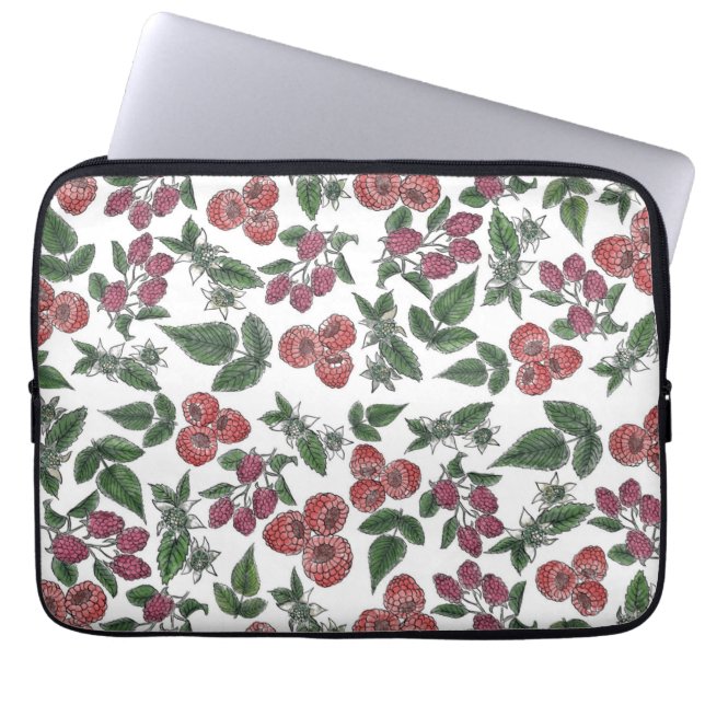 Funda Para Portátil Raspberry Fruit Leaves Illustration Pattern (Frente)