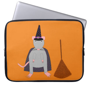Funda Para Portátil Rata de bruja de Halloween y sala