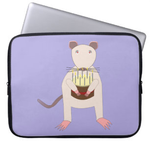 Funda Para Portátil Rata siamesa con pastel de cumpleaños