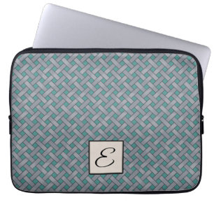 Funda Para Portátil Ratán de plata trenzado en Personalizado Verde azu