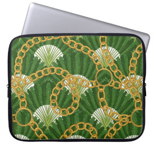 Funda Para Portátil Ravenala madagascariensis y cadenas de oro. Vintag