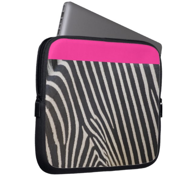 Funda Para Portátil raya de cebra y rosa (Anverso derecho)