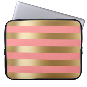 Funda Para Portátil Raya linda del coral y del oro
