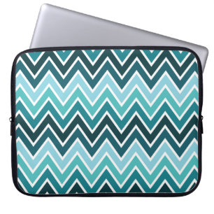 Funda Para Portátil Raya verde azulada mezclada 15" de Chevron manga