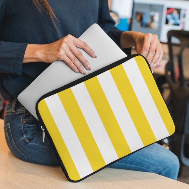 Funda Para Portátil Rayas amarillas, franjas blancas, patrón rayado (Subido por el creador)