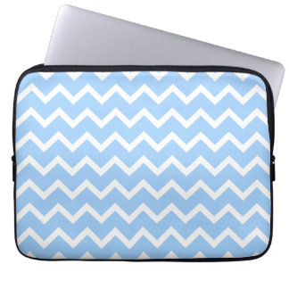 Funda Para Portátil Rayas azul claro y blancas del zigzag