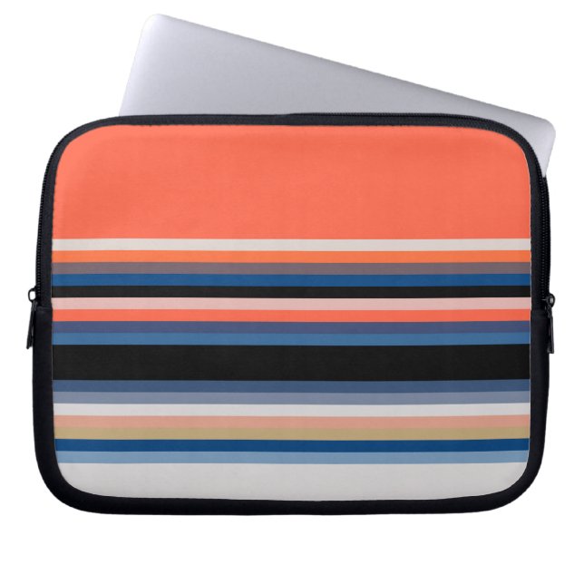 Funda Para Portátil Rayas azules de naranja suave (Frente)