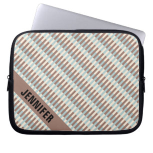 Funda Para Portátil Rayas azules de Tan marrón personalizada