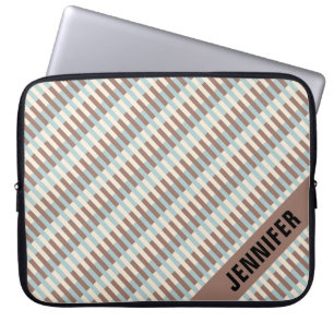 Funda Para Portátil Rayas azules de Tan marrón personalizada