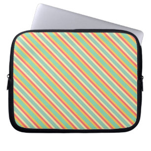 Funda Para Portátil Rayas azules verdes amarillas rosadas retro