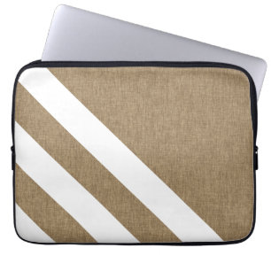 Funda Para Portátil Rayas blancas burlap contemporáneas