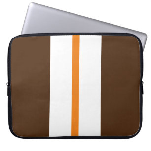 Funda Para Portátil Rayas Blancas Naranjas Brillantes De Carreras Sobr