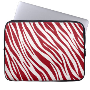 Funda Para Portátil Rayas De Animal Cebra Roja De Moda