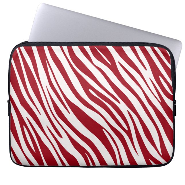 Funda Para Portátil Rayas De Animal Cebra Roja De Moda (Frente)