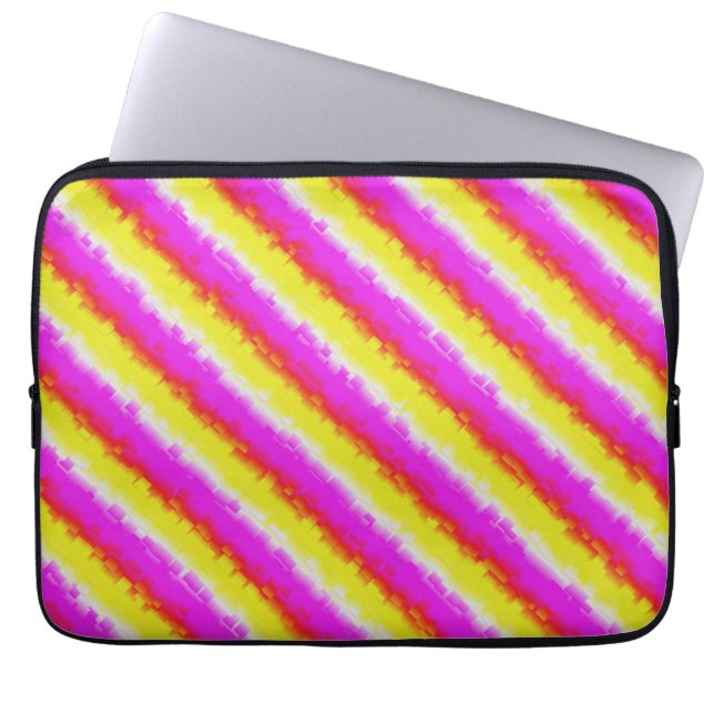 Funda Para Portátil Rayas de arco iris rosado de Artdeco (Frente)