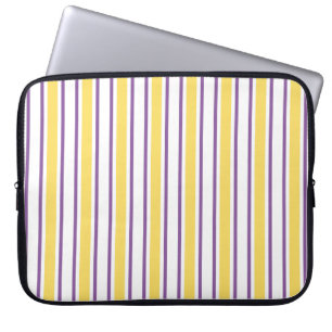 Funda Para Portátil Rayas de caramelo amarillas, violetas y blancas