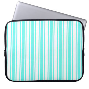 Funda Para Portátil Rayas de caramelo blanco y turquesa