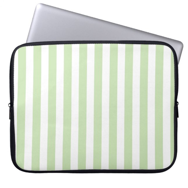 Funda Para Portátil Rayas de caramelo verde claro y blanco (Frente)