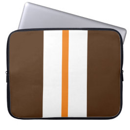Funda Para Portátil Rayas De Carreras Blanca Naranja Brillantes Sobre 