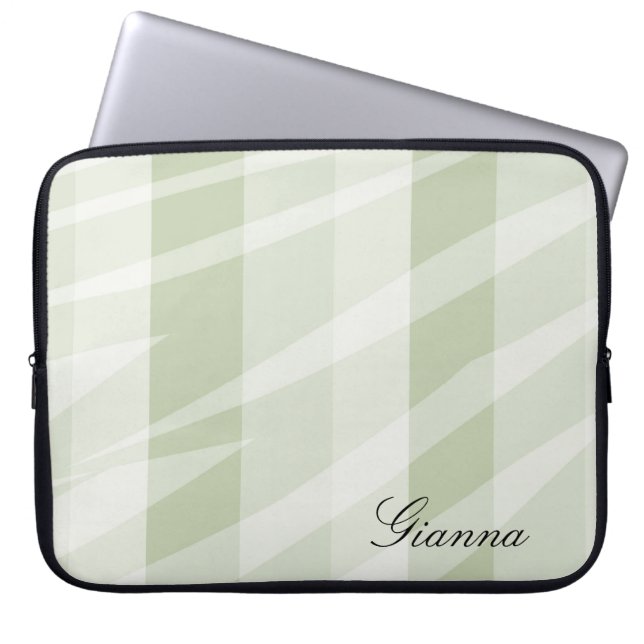 Funda Para Portátil Rayas de cebra blanca verde suave (Frente)