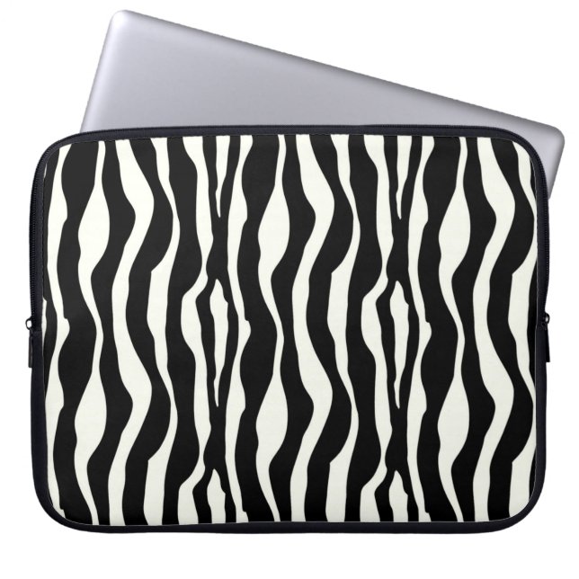 Funda Para Portátil Rayas de cebra - Blanco y negro (Frente)