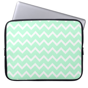 Funda Para Portátil Rayas de Chevron del zigzag de la verde menta