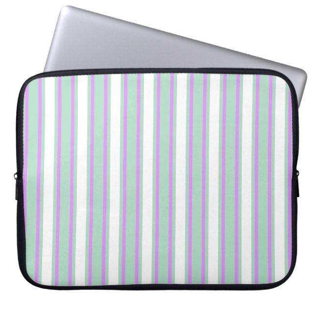 Funda Para Portátil Rayas de lila y de menta (Frente)