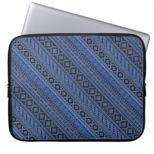Funda Para Portátil Rayas de ornamento ucraniano azul suave