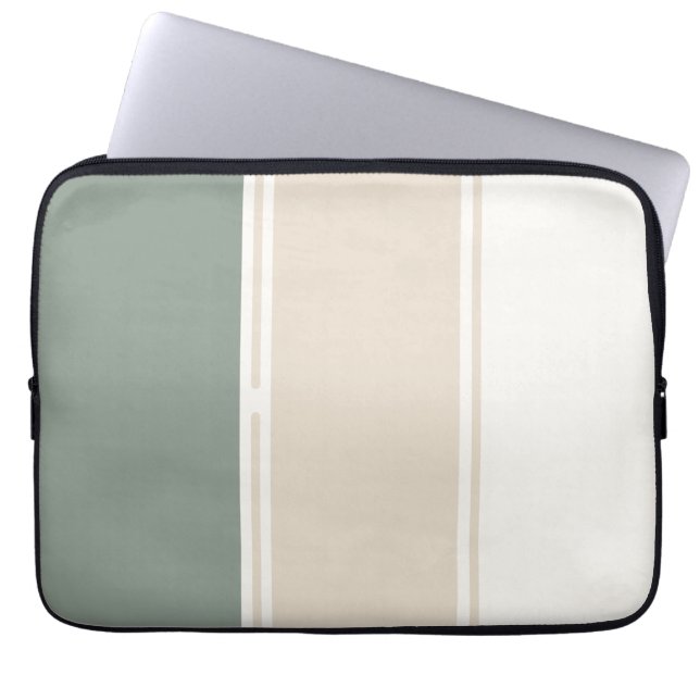 Funda Para Portátil Rayas de Pastel – Diseño Neutral Tranquilo (Frente)