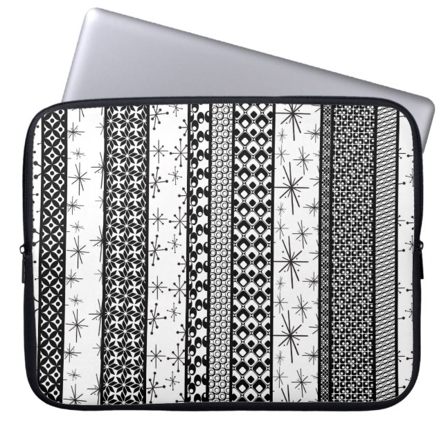 Funda Para Portátil Rayas de patrón retro en blanco y negro 1 (Frente)