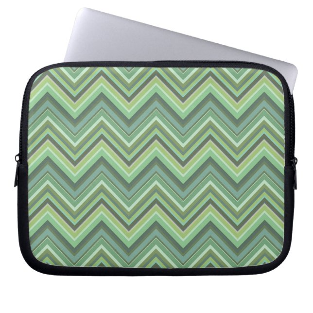 Funda Para Portátil Rayas de zigzag verde oliva (Frente)