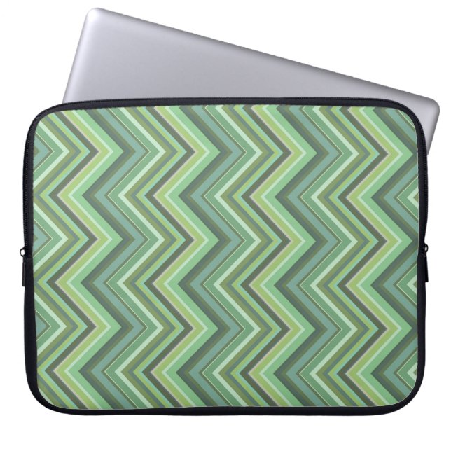 Funda Para Portátil Rayas de zigzag verde oliva (Frente)