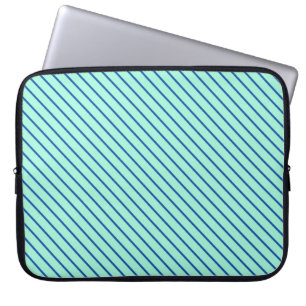 Funda Para Portátil Rayas diagonales - aqua y azul marino