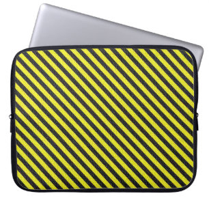 Funda Para Portátil Rayas diagonales delgadas en negro y amarillo