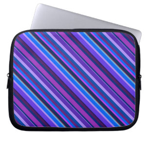Funda Para Portátil Rayas diagonales en azul y púrpura
