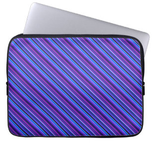 Funda Para Portátil Rayas diagonales en azul y púrpura