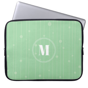 Funda Para Portátil Rayas discretas de color verde claro monograma per