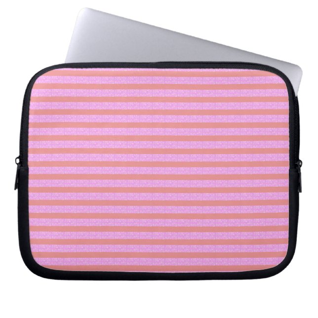Funda Para Portátil Rayas geométricas rosadas (Frente)