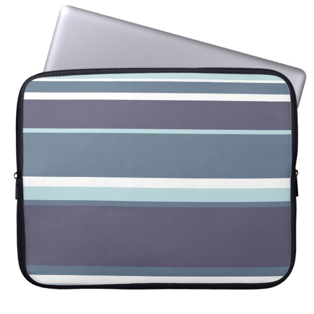 Funda Para Portátil Rayas grises azules (Frente)
