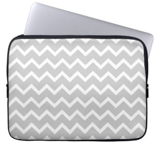 Funda Para Portátil Rayas grises y blancas del zigzag