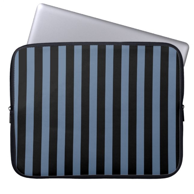 Funda Para Portátil Rayas grises y negras azules (Frente)