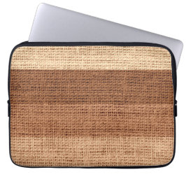Funda Para Portátil Rayas marrones Burlap Jute Rústico